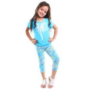 NEW Haven Girls 2pc Blue Elephan Tee & Leggings 4